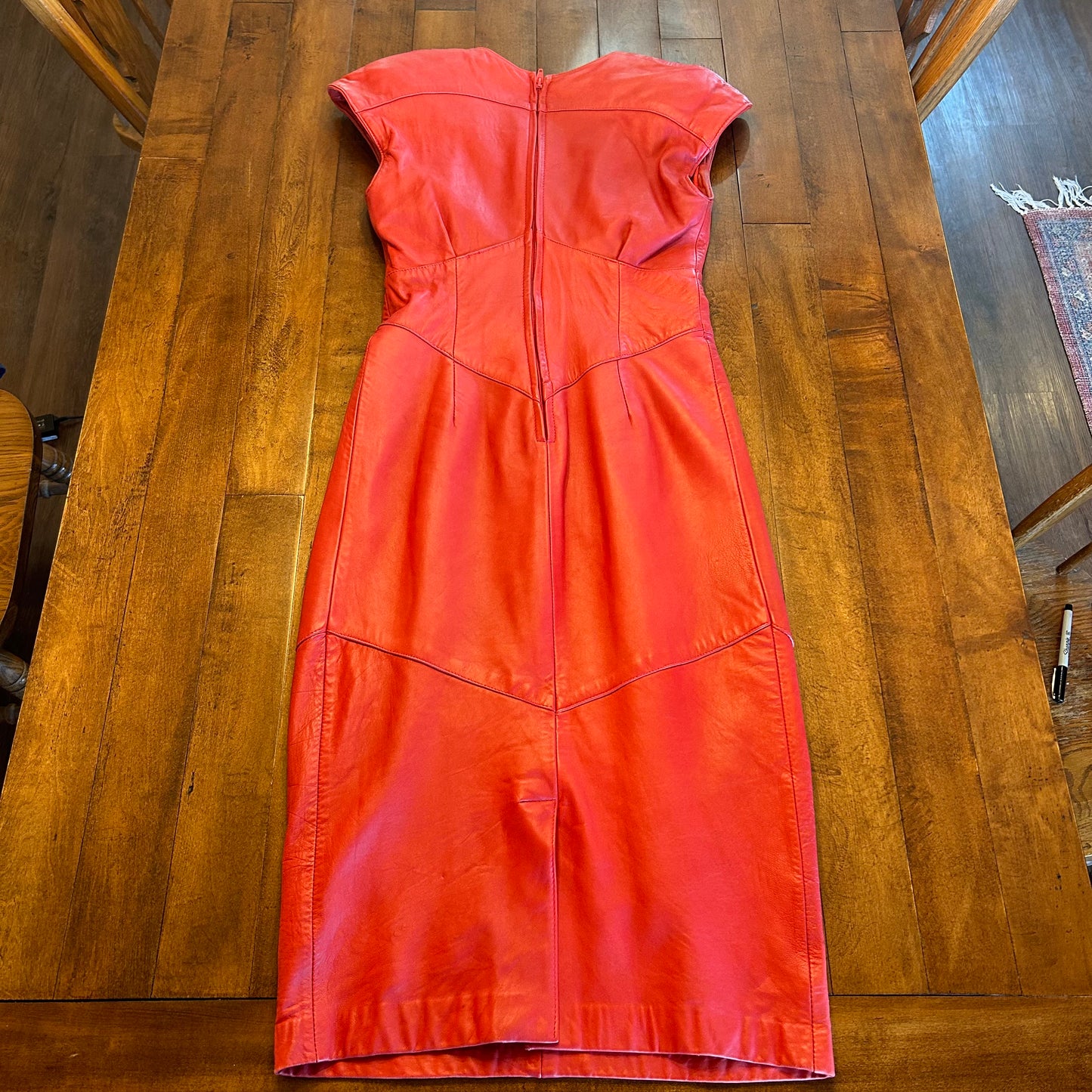 Vintage Bermans Red Genuine Leather Dress Size S/M
