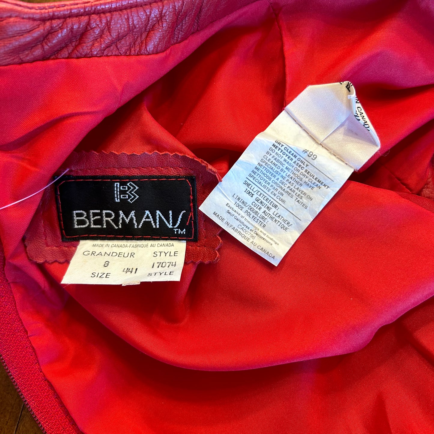 Vintage Bermans Red Genuine Leather Dress Size S/M
