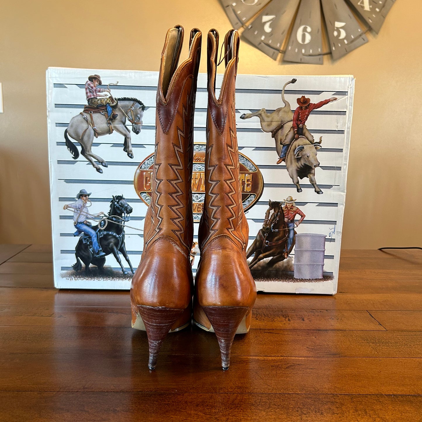 Vintage Jeenz Bootz Spike Heeled Cowgirl Boots Size 8 with Box