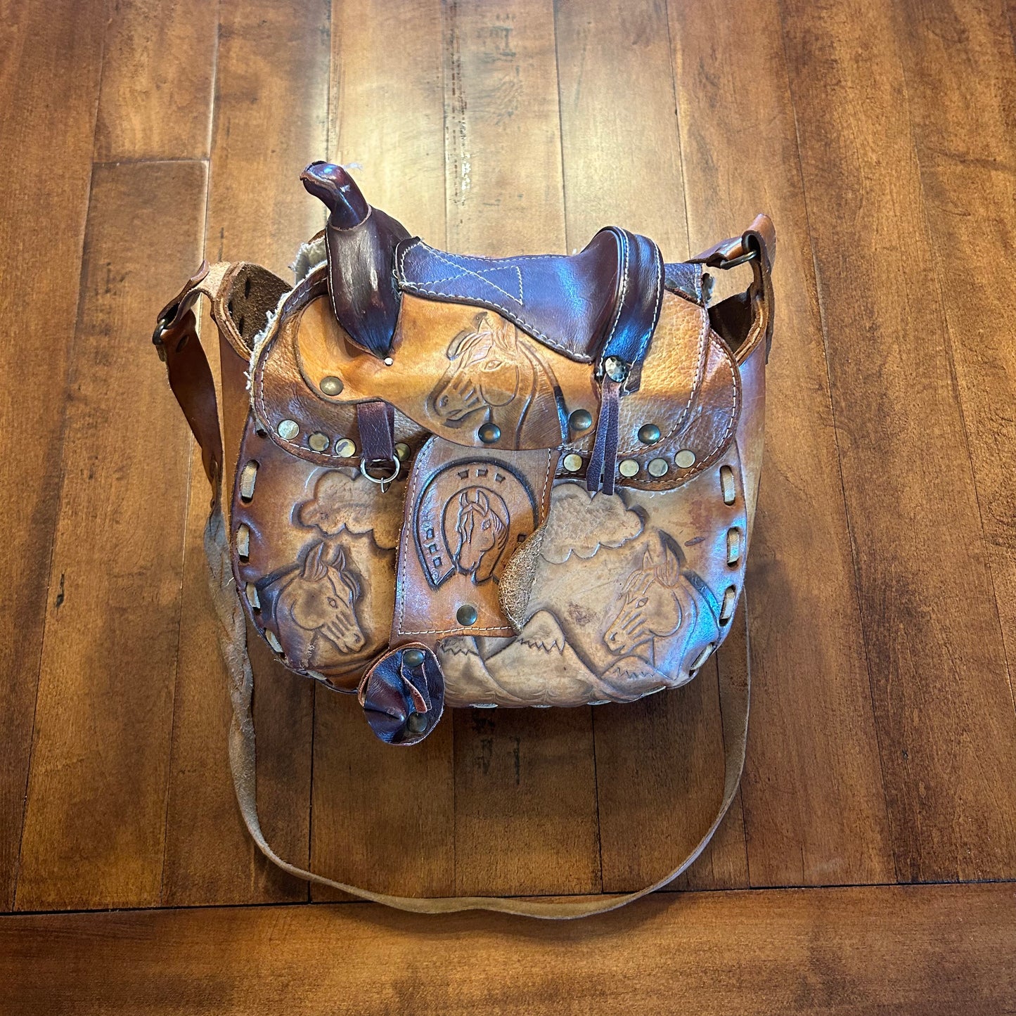 Vintage Leather Saddle Purse