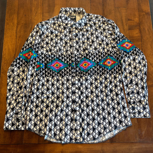 Vintage Wrangler Aztec Button Up Size XL