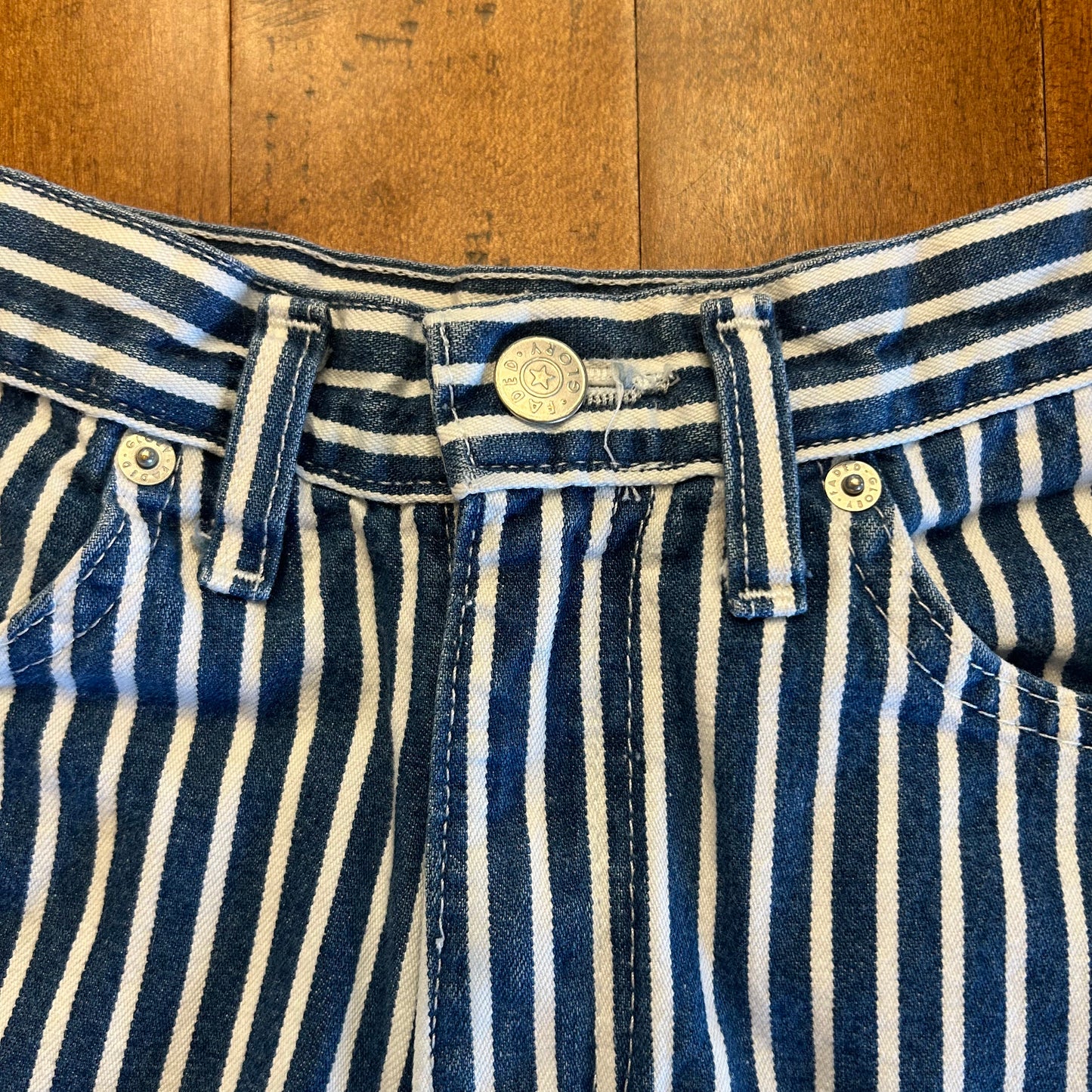 Vintage Faded Glory Pin Striped Jean Shorts Size 23