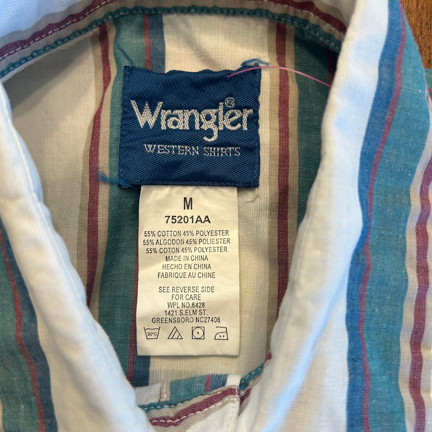 Vintage Wrangler Pin Striped Pearl Snap Shirt Size M