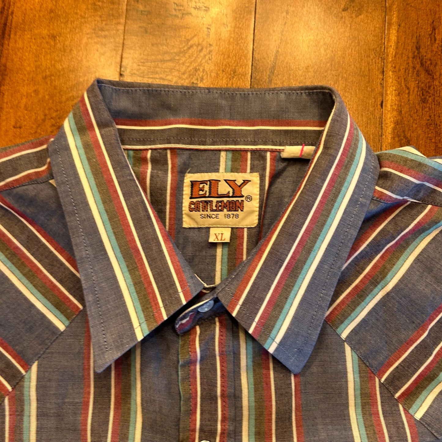 Vintage Ely Cattleman Pinstripe Pearl Snap Size XL