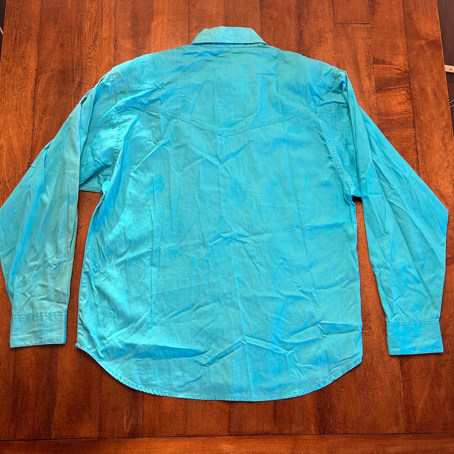 Vintage Wrangler Teal Jeweled Mesh Button Up Ladies Size M