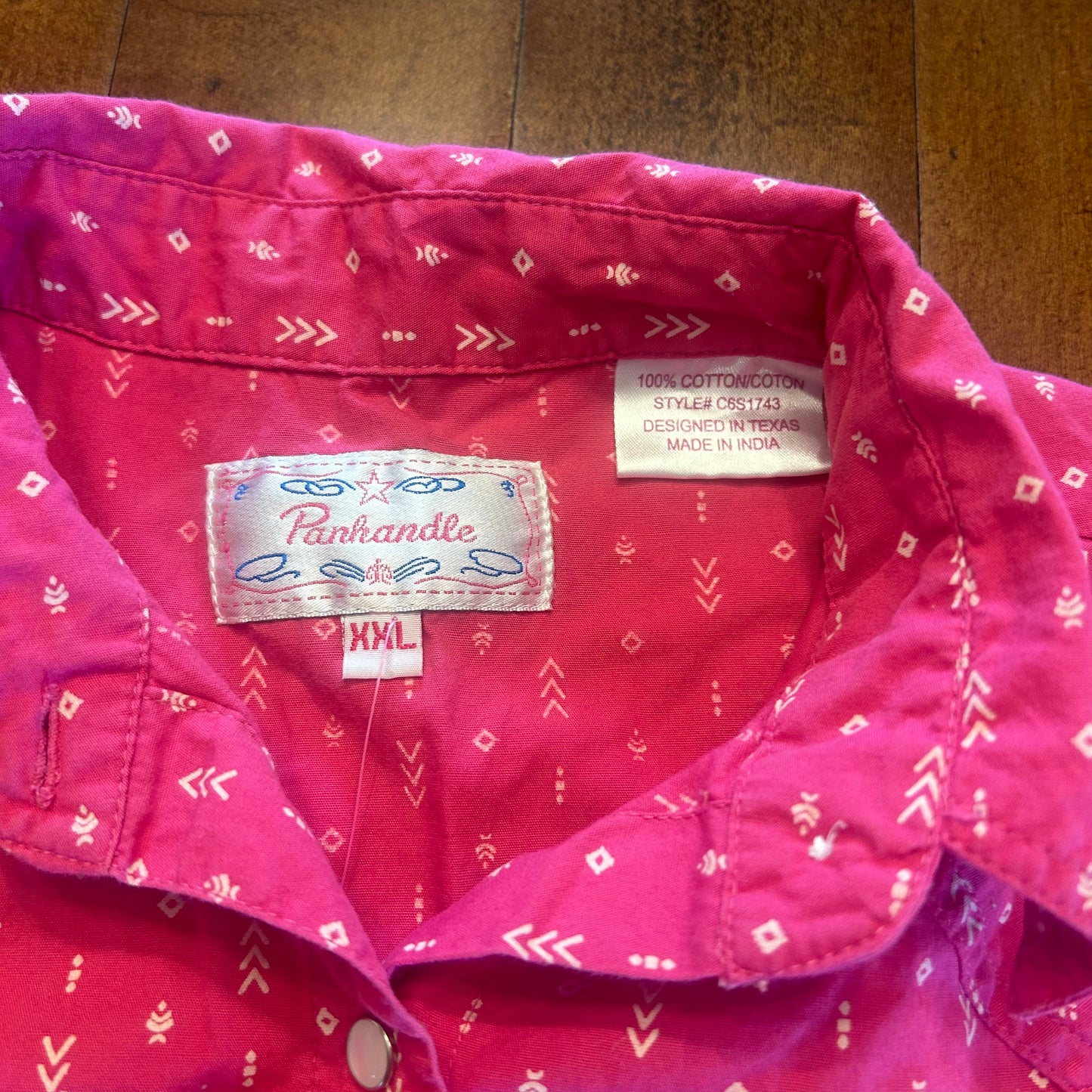 Panhandle Pink Pearl Snap Kids Size XXL or Ladies Size XS