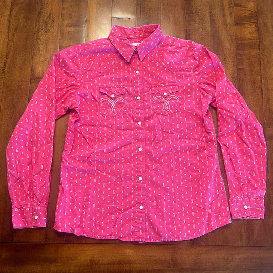 Panhandle Pink Pearl Snap Kids Size XXL or Ladies Size XS