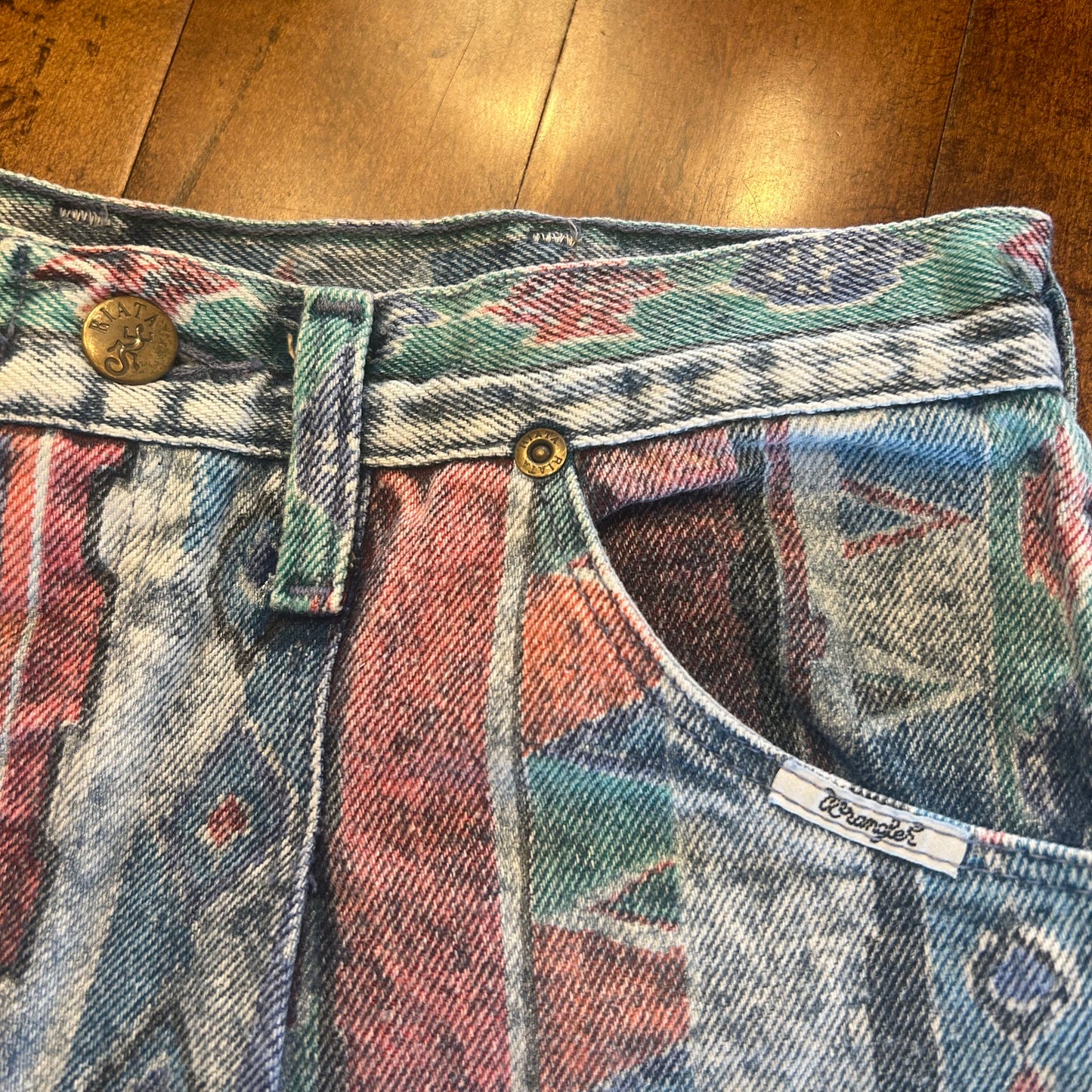 Extremely Rare Vintage Riata by Wrangler Aztec Bareback Jeans Size 30x33