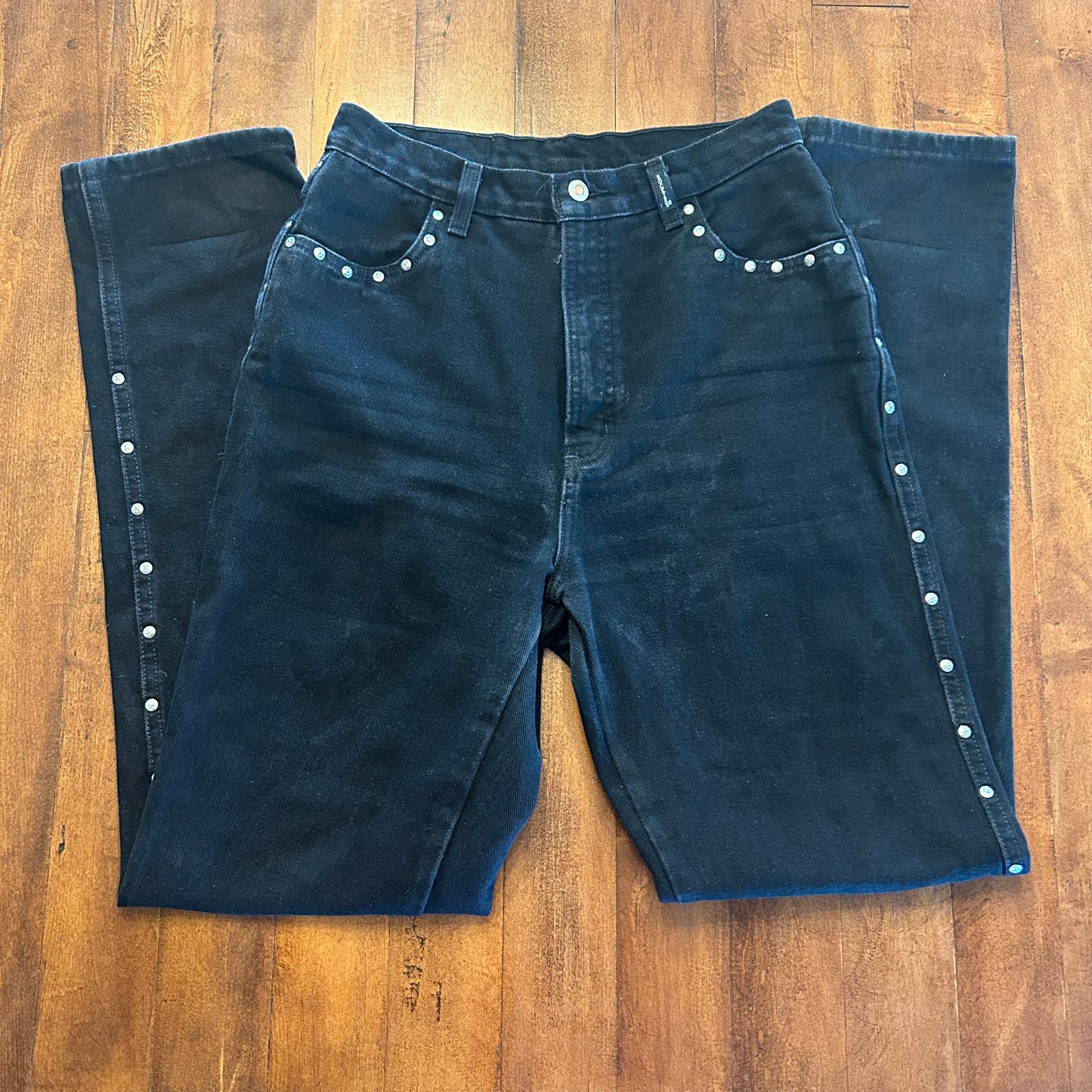 Vintage Bareback Rockies Jeans with Star Conches Down Legs Size 28x34