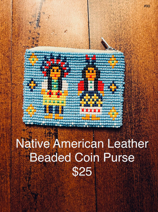 Native American Leather Beaded Coin Purse