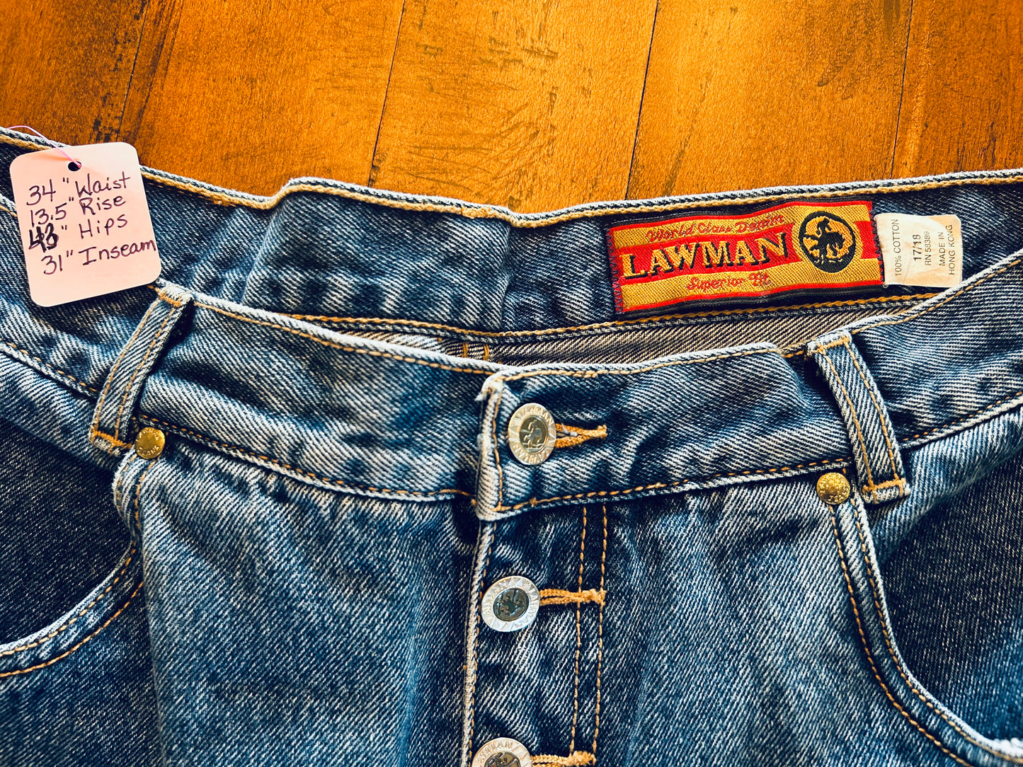 Lawman Bareback Jeans with Button Fly Size 34x31