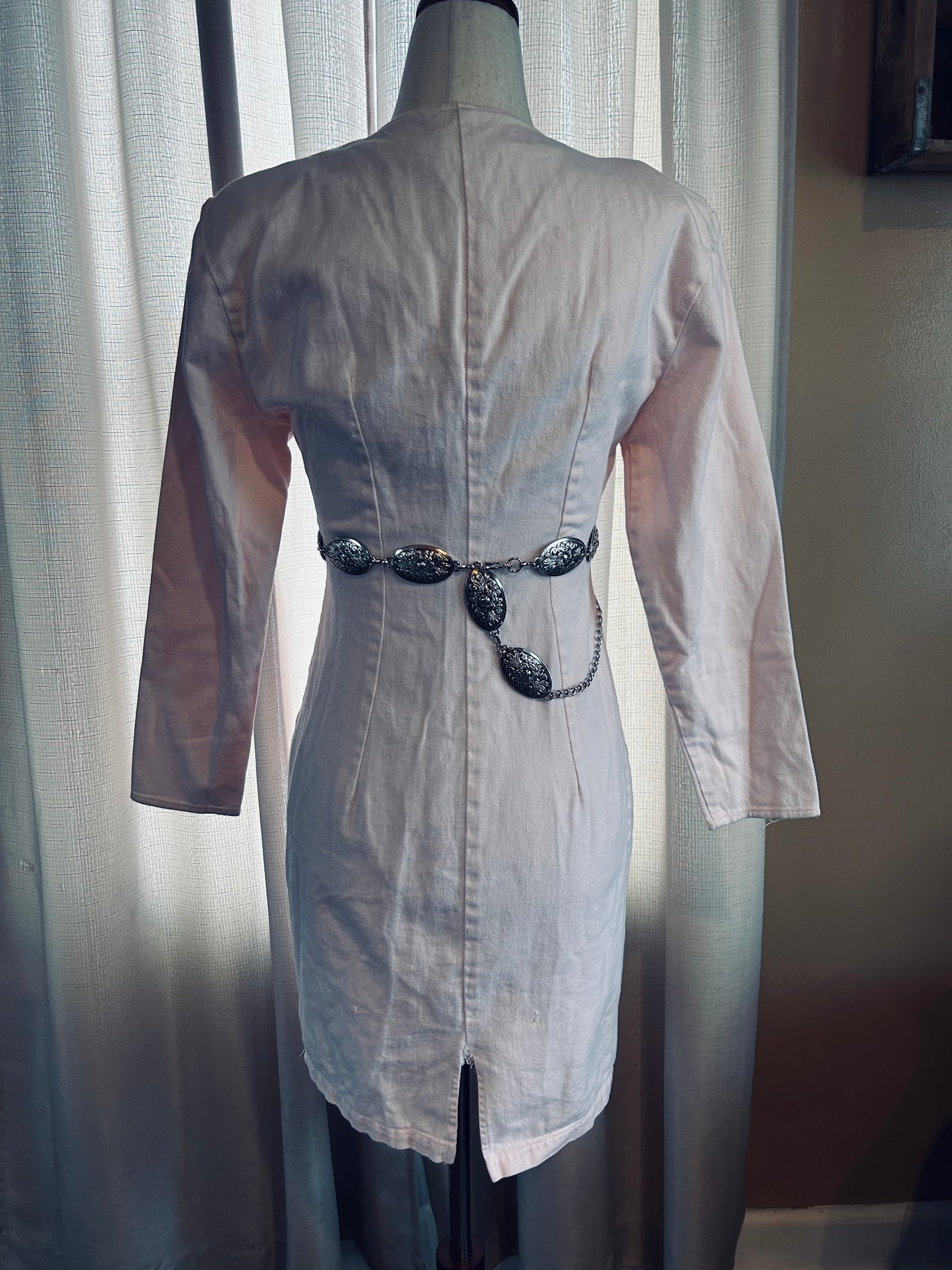 Vintage My Michelle Jean Dress with Shoulder Pads Size XS/S